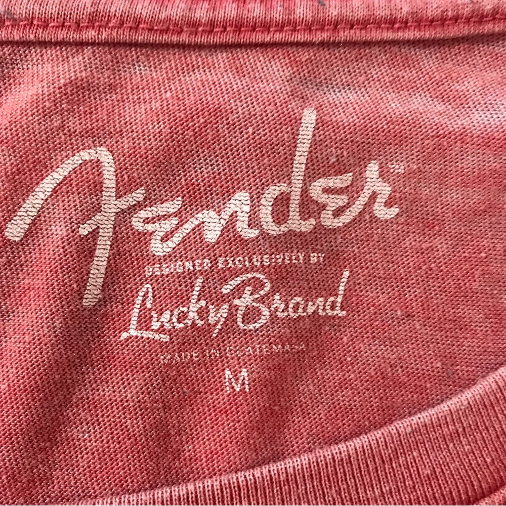Lucky Brand Short Sleeve Tshirt Mens Medium Fender Peace Strings TEE Faded Red - Picture 3 of 7